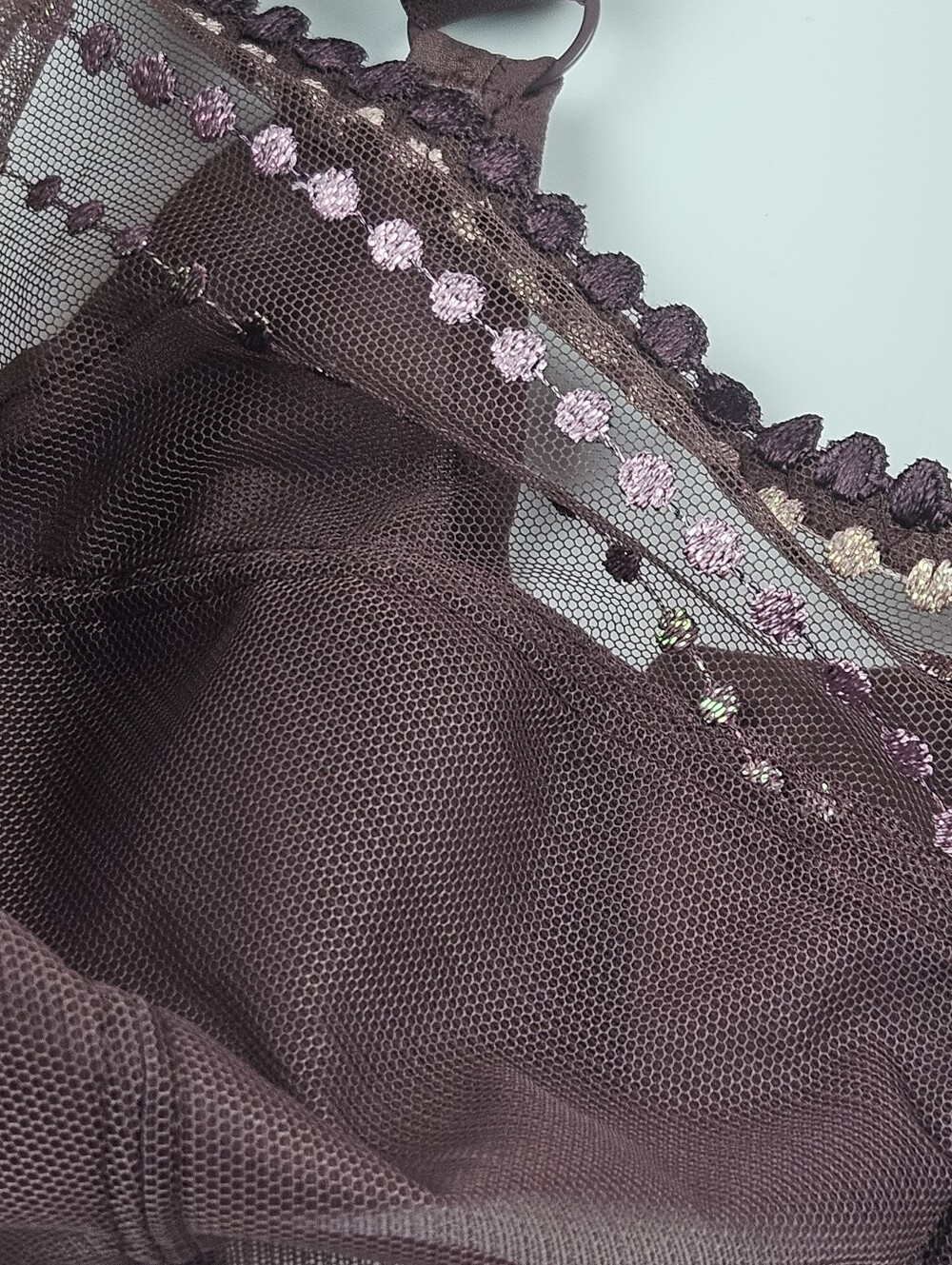Elomi Matilda Sugerplum Plunge Mesh  Sheer Underwire Bra NWT Size 42J - Picture 3 of 15